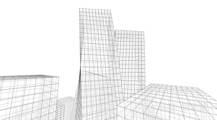 建筑概念草图三维插图