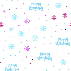 浅蓝红色矢量无缝模板与冰雪花。 闪耀的彩色插图与雪在圣诞节风格。 纺织品壁纸设计。