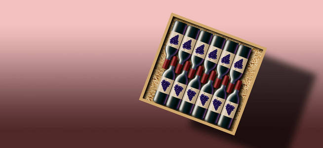 在这张图片中显示了一箱12瓶红酒。 这是一个葡萄酒案例的例子。