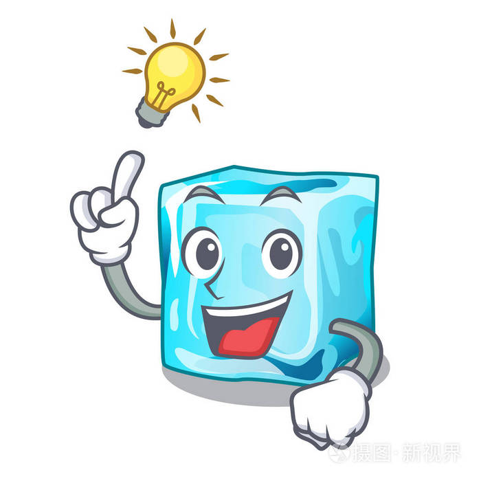 有一个想法冰块在卡通有趣的矢量插图