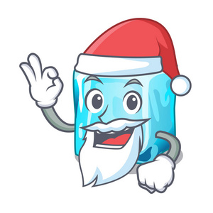 卡通搞笑矢量插图上的圣诞老人冰块照片