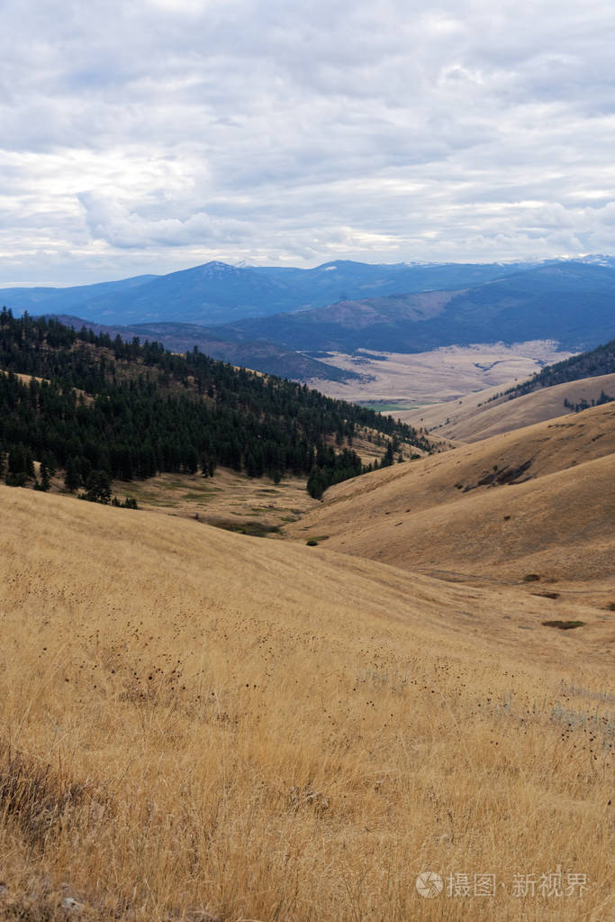 蒙大拿州西部靠近国家野牛范围的农田远景
