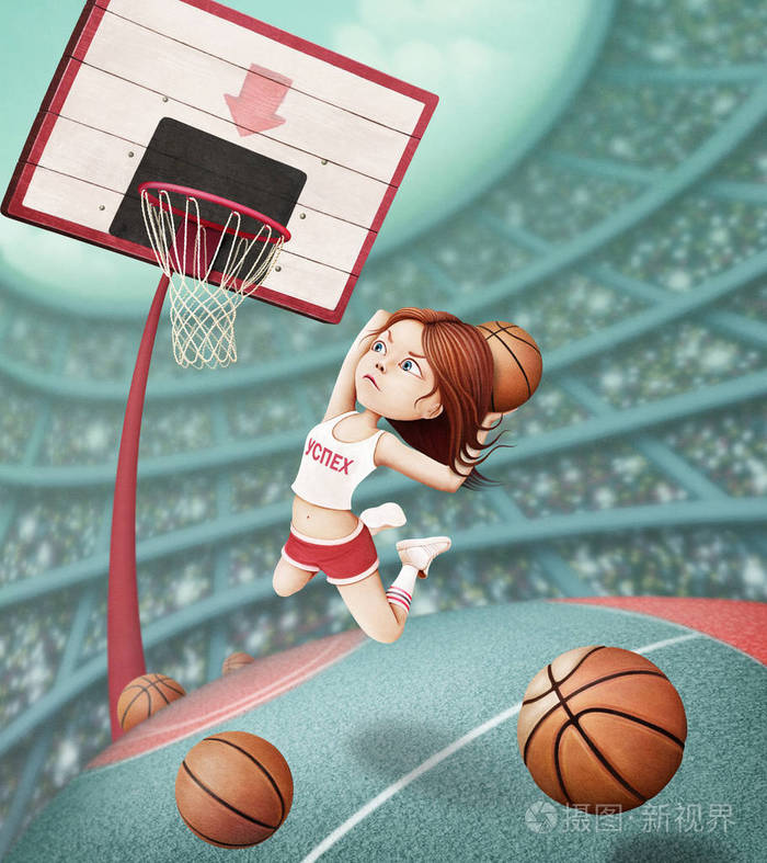 女生打篮球 漫画图片