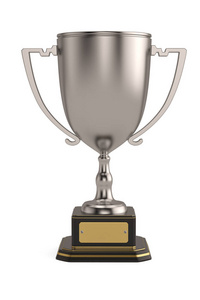 铜牌,银牌和金质奖杯领奖台的三维渲染银冠军奖杯