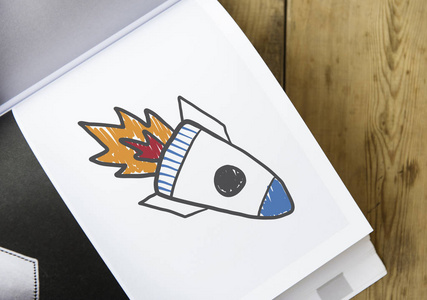 火箭发射画在一本书上