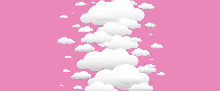 矢量抽象云背景在空白背景和复制空间与有趣的设计风格