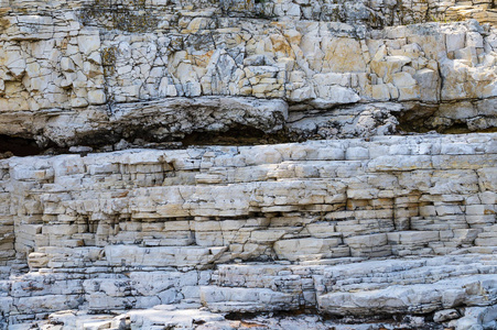米黄色灰岩质地层形成天然岩石照片