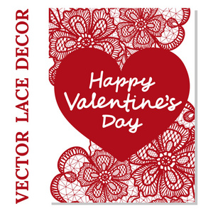 s Day with flowers lace and border. Valentine card with beautifu