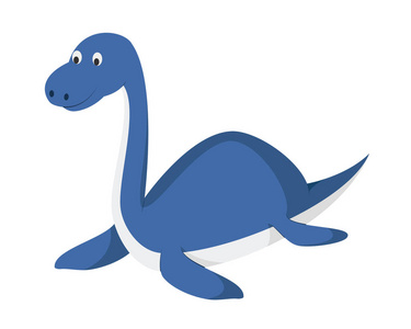 儿童蛇儿童卡通风格的蛇颈龙矢量插图. 恐龙收藏.照片