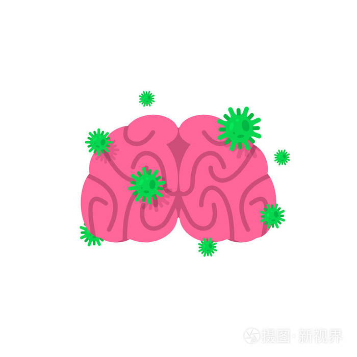 恶心的大脑病的内部器官青病毒和细菌人类疾病生病的病人