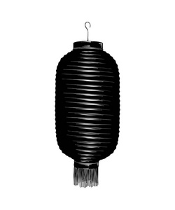 日本黑灯笼的手绘草图,在白色背景上隔离.详细的复古蚀刻风格绘图.