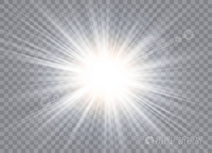 发光在透明的背景上爆炸.闪耀着神奇的尘埃粒子.光明之星.