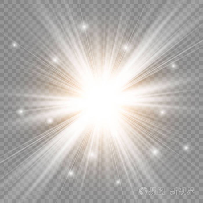 发光在透明的背景上爆炸.闪耀着神奇的尘埃粒子.光明之星.