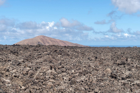 西班牙加那利群岛兰萨罗特岛熔岩岩组火山景观