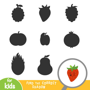 找到正确的儿童草莓影子教育游戏照片
