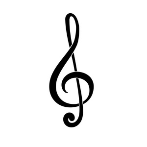高音克里夫。 g键。 音乐的象征。 黑色矢量图标