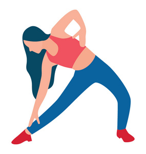 运动女孩瑜伽平面图标设计