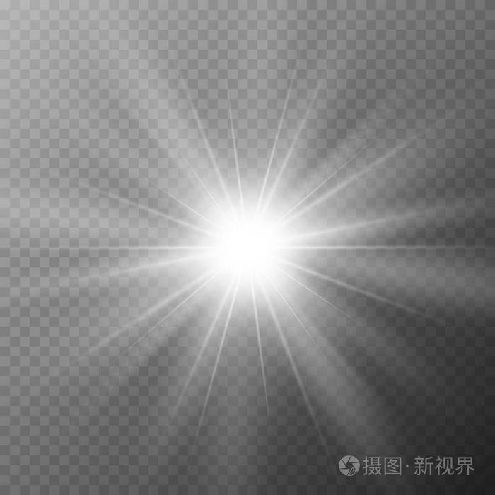 辉光效应星星闪耀着太阳矢量图