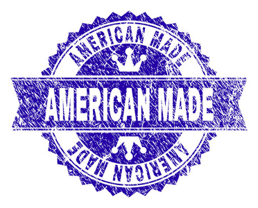 划痕的纹理美国制造的邮票密封与丝带