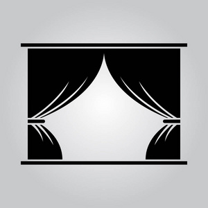 戏剧现场的幕布. 图标. 矢量插图照片