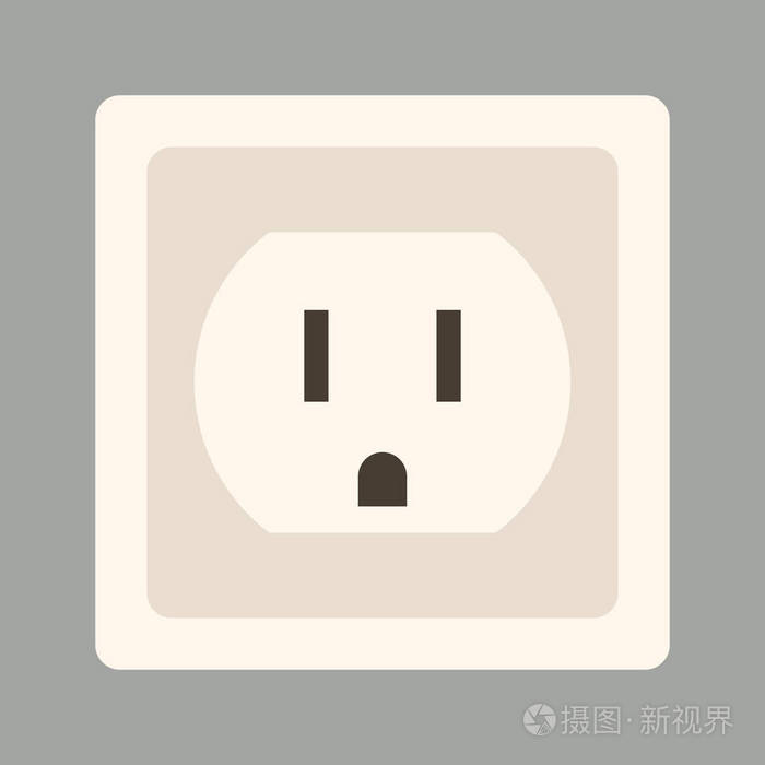 墙上的插座, 矢量插图, 平面
