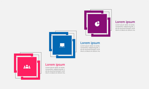 摘要信息模板与3个步骤的成功。 业务模板与三个选项的小册子图，工作流网页设计。
