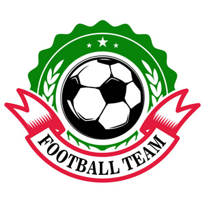 带有足球的徽章模板. 标志标签标志徽章的设计元素. 矢量插图照片