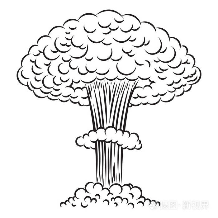 白色背景上的喜剧风格核爆炸海报卡横幅传单的设计元素矢量插图