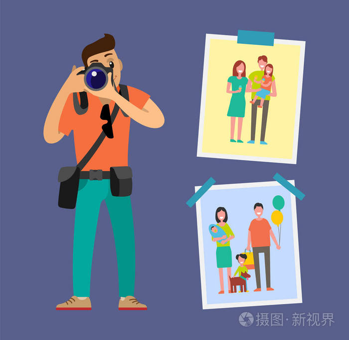 摄影师与数码相机拍照插画-正版商用图片15e2zv-摄图新视界