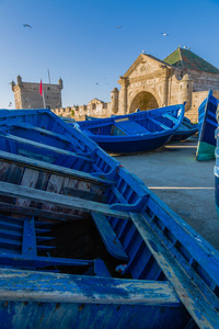 阳光明媚的清晨在埃萨乌拉的老渔港摩洛哥