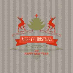圣诞条纹构图与一棵抽象的圣诞树和两棵树的文字。