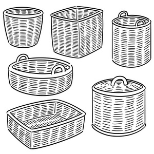 柳条篮子的矢量集图片