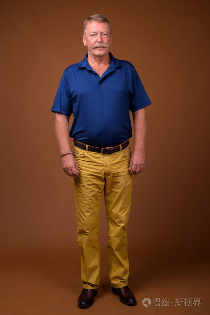 老人的全长肖像与胡子站立