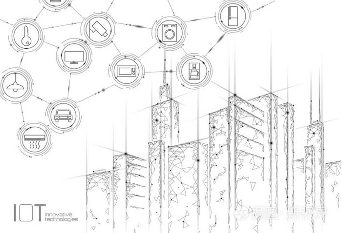 现代无线在线控制图标城市景观技术横幅矢量插图插画-正版商用图片15e