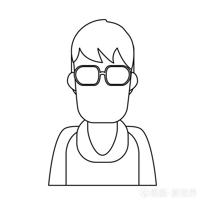 男人不露面的轮廓黑色和白色