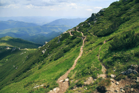 乌哈uhatiykamin Carpathians的清新绿色景观风景