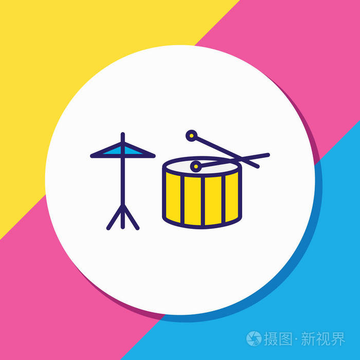 鼓图标颜色的线的向量例证美丽的生活方式元素也可以作为打击乐图标