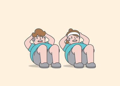 卡通仰卧起坐图片