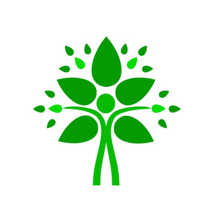 用叶子抽象的人类树. 矢量图形设计模板.照片