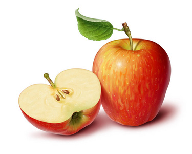 红苹果和白色背景插图中的切片