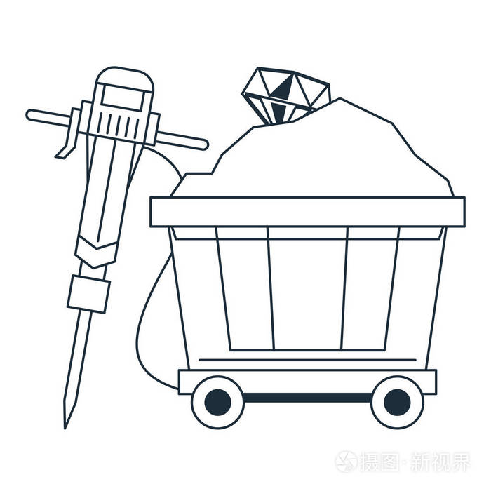 带有金刚石和钻具的采矿车插画-正版商用图片15ektb-摄图新视界