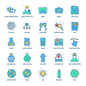 25个商业概念组合平面彩色图标