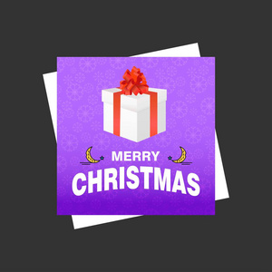 带有创意设计和紫色背景的圣诞快乐卡