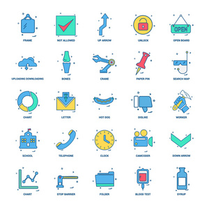 25个商业概念组合平面彩色图标