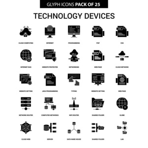 技术设备字形矢量图标集