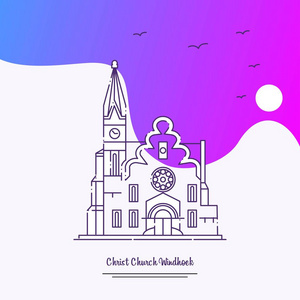 旅行CHRISTCHURCHWINDHOEK海报模板。紫色创意背景