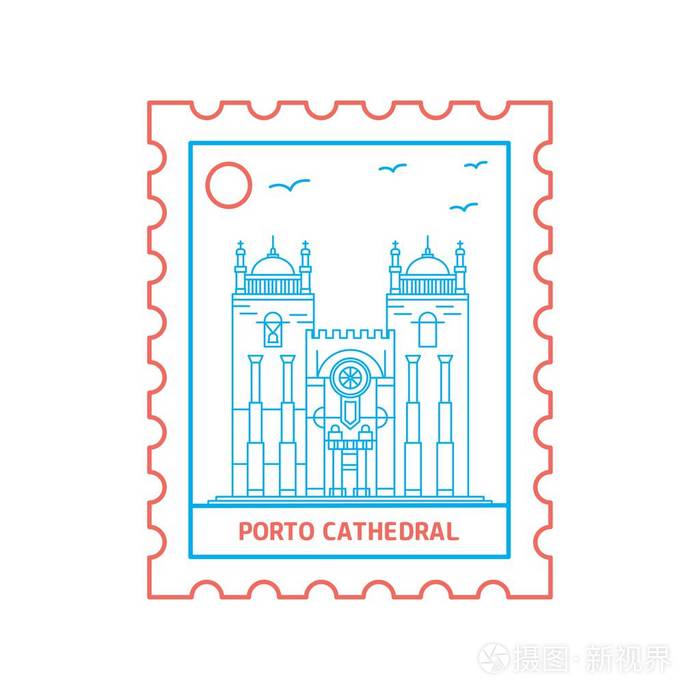 蓝色及红线样式邮票及矢量图