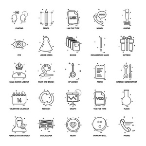 25个商业概念组合线图标
