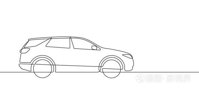 suv汽车连续线矢量图形插画-正版商用图片15etlr-摄图新视界