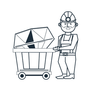 采矿和工作者动画片黑和白色照片